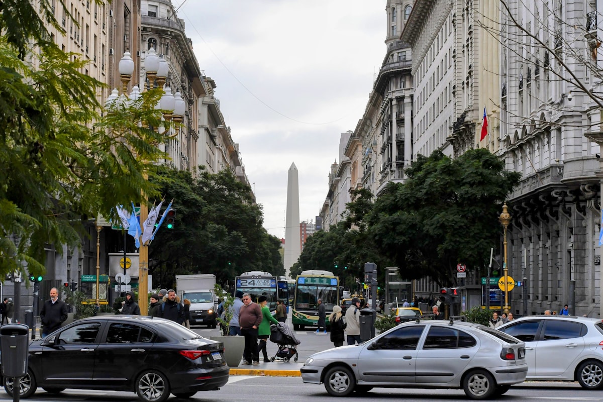Buenos Aires street scene with European architecture and cafe culture