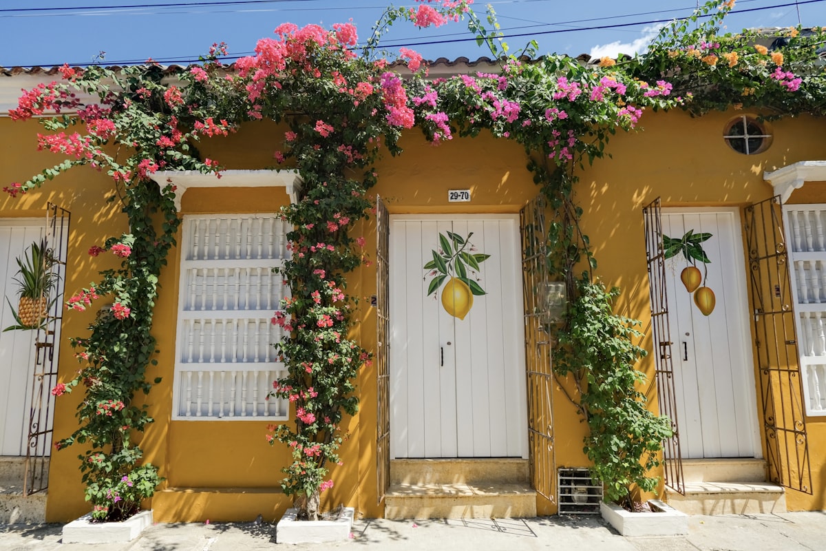 Cartagena old town with colorful colonial buildings