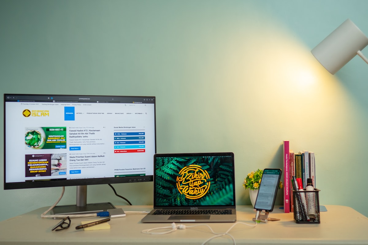 Three-panel image showing coworking space, cafe laptop setup, and home desk