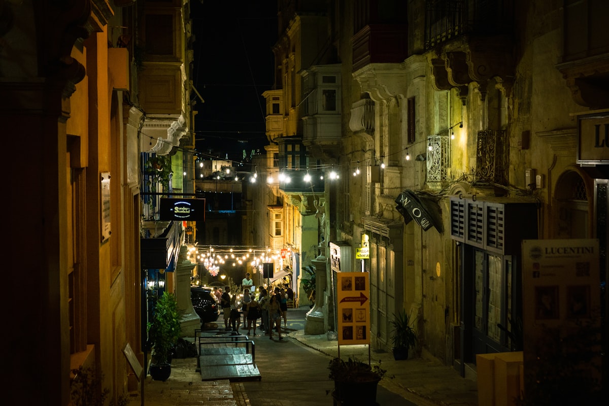 Malta street with limestone buildings