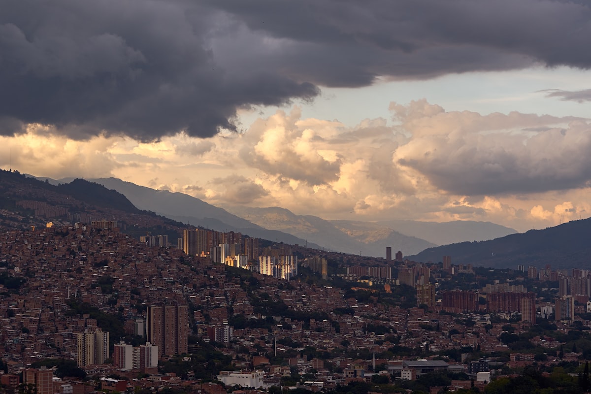 Medellín cityscape in the valley with mountains
