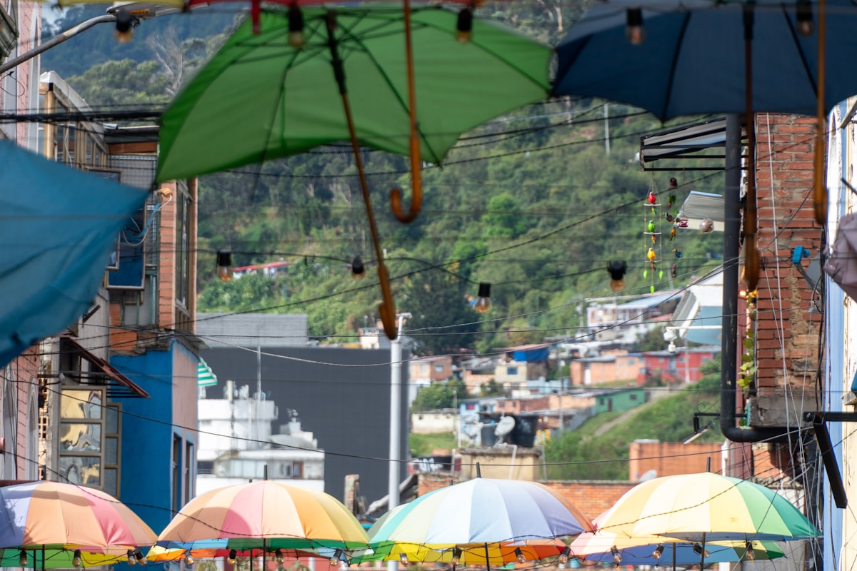 Medellín neighbourhood with colourful buildings