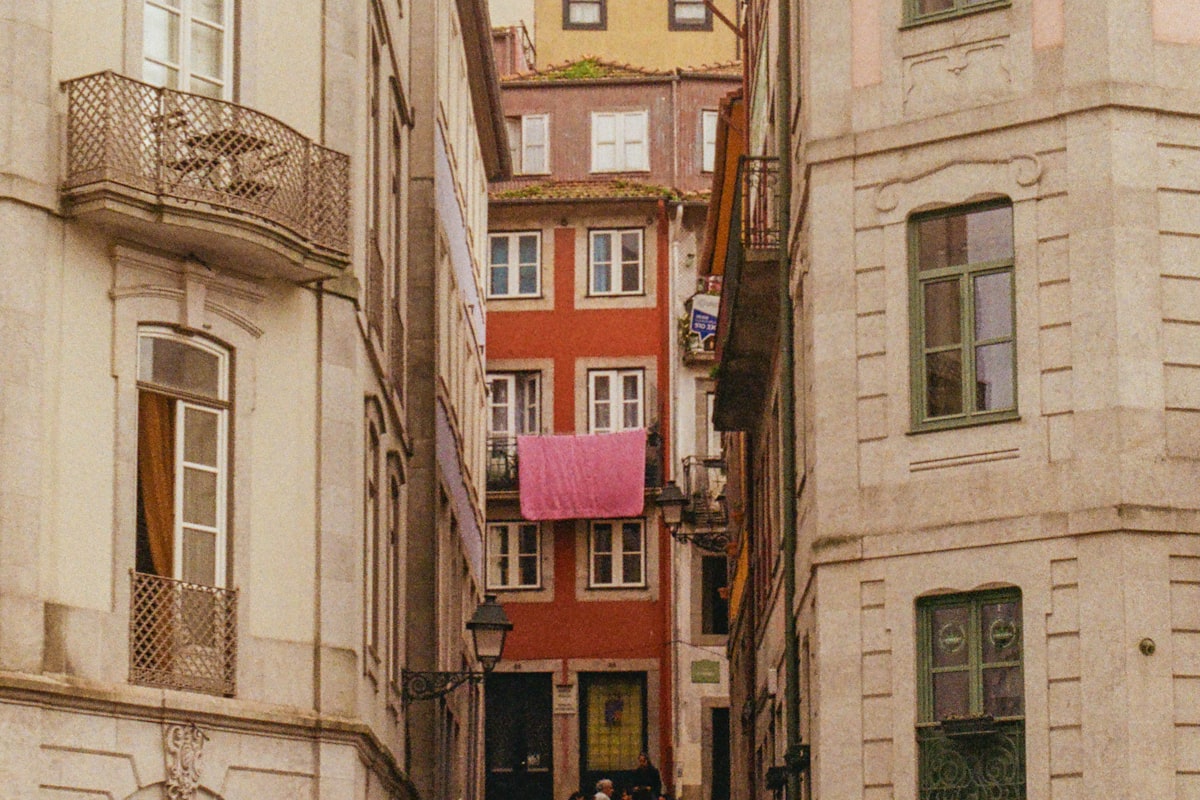 Porto street with azulejo tiles