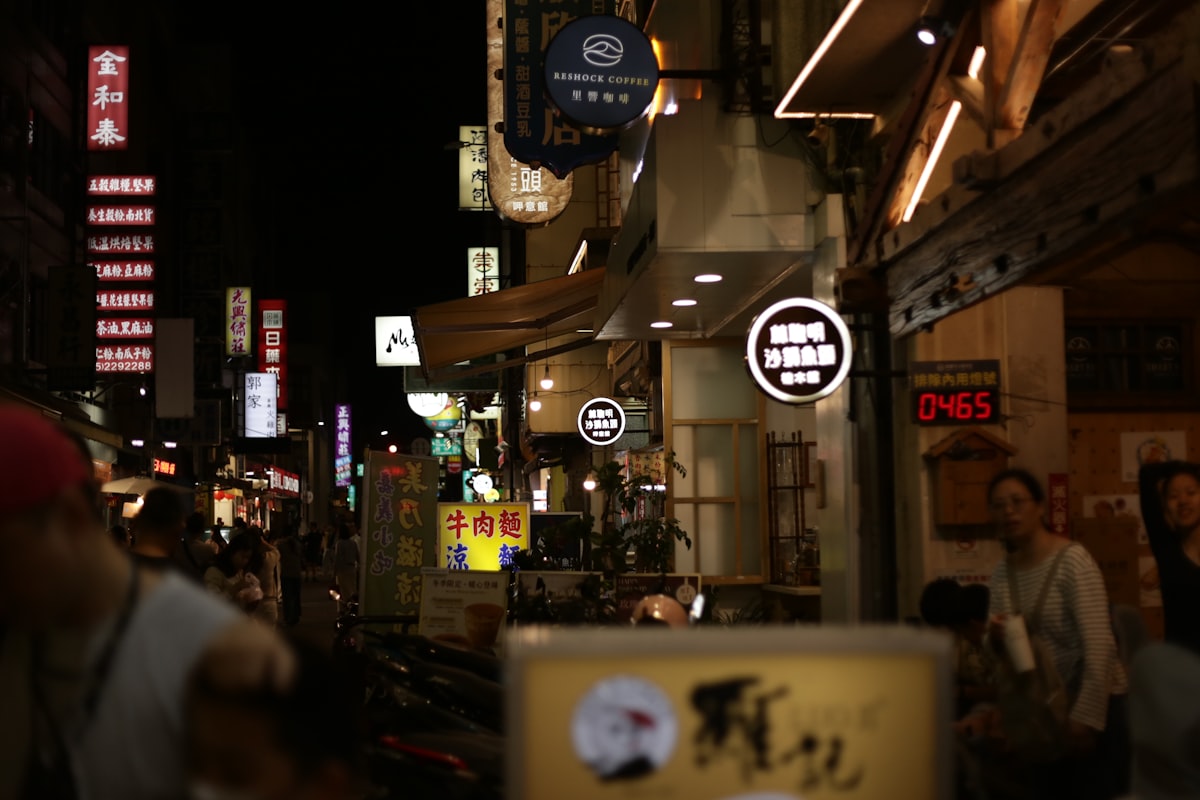 Street food market at night