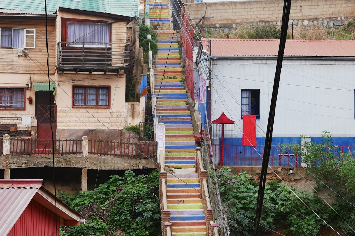 Valparaíso hillside with colorful houses and street art