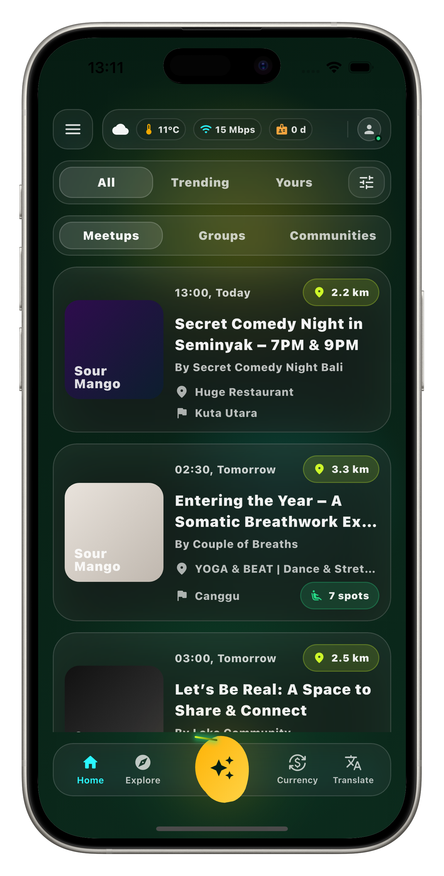 Community feed with fellow nomads