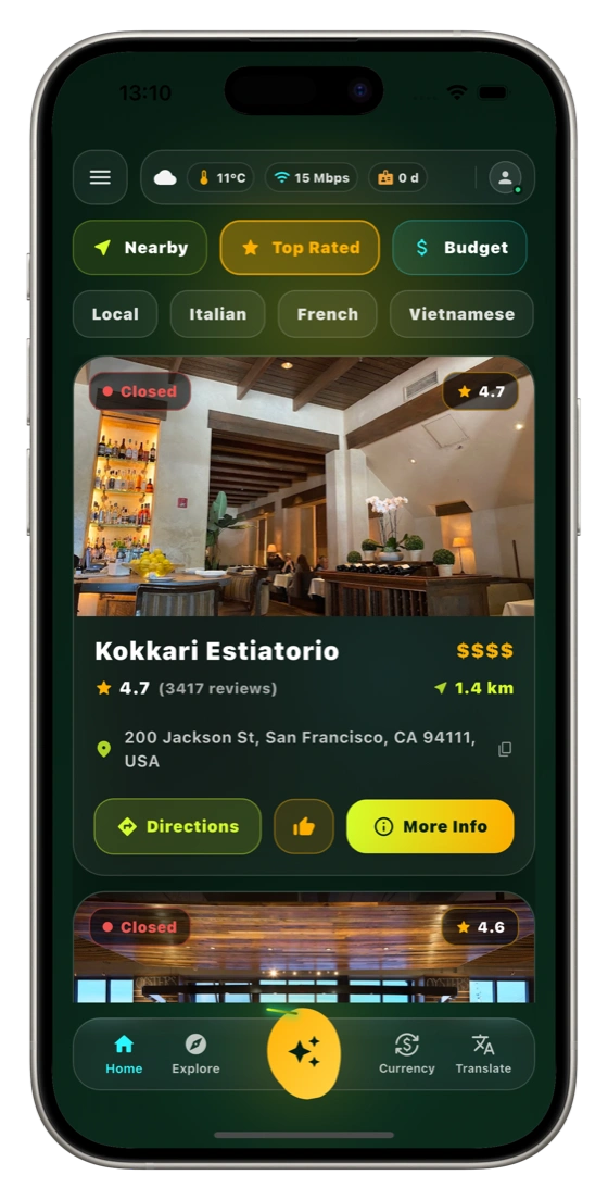 Food and stays recommendations nearby